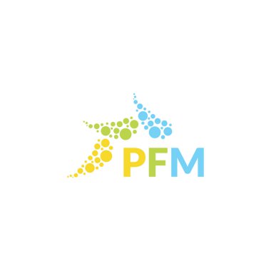 Beyaz arka planda PFM harf logosu tasarımı. Yaratıcı modern PFM harf logosu tasarımı. Vektör tasarımı.