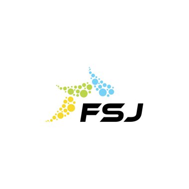 Beyaz arka planda FSJ harf logosu tasarımı. Yaratıcı modern FSJ harf logosu tasarımı. Vektör tasarımı.