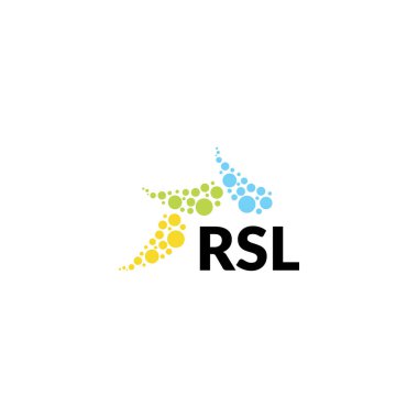 Beyaz arkaplanda RSL harf logosu tasarımı. Yaratıcı modern RSL harf logosu tasarımı. Vektör tasarımı.