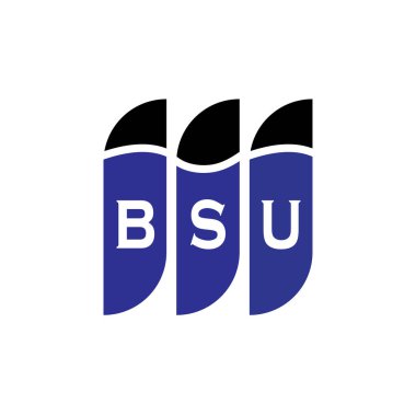 Beyaz arka planda BSU harf logosu tasarımı. Yaratıcı modern BSU harf logosu tasarımı. Vektör tasarımı.