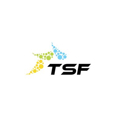 Beyaz arka planda TSF harf logosu tasarımı. Yaratıcı modern TSF harf logosu tasarımı. Vektör tasarımı.