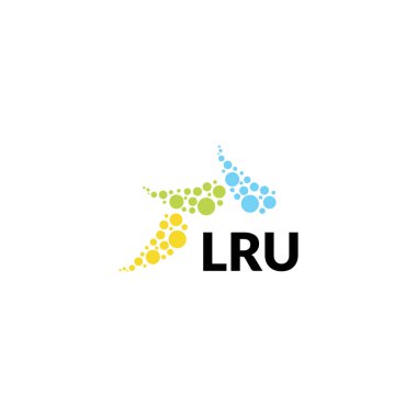 Beyaz arka planda LRU harf logosu tasarımı. Yaratıcı modern LRU harf logosu tasarımı. Vektör tasarımı.