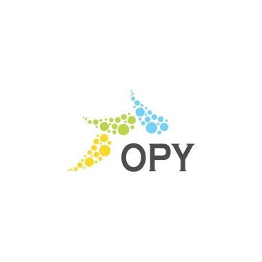 Beyaz arkaplanda OPY harf logosu tasarımı. Yaratıcı modern OPY harf logosu tasarımı. Vektör tasarımı.