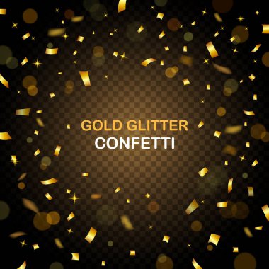 Düşen metalik altın parıltı ve konfeti parçalarıyla lüks bir kutlama arka planı