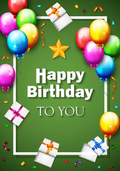 doğum günü kartı renkli balonları, vektör çizim