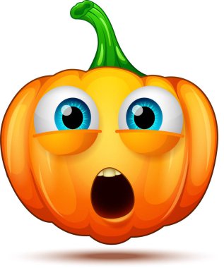 Komik ve çılgın balkabağı karakterinin vektör çizimi. Cadılar Bayramı çizgi film simgesi