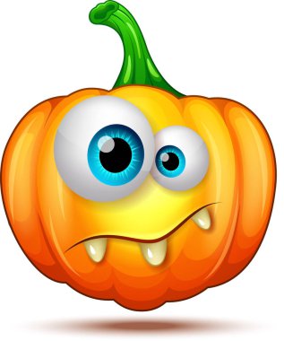 Komik ve çılgın balkabağı karakterinin vektör çizimi. Cadılar Bayramı çizgi film simgesi