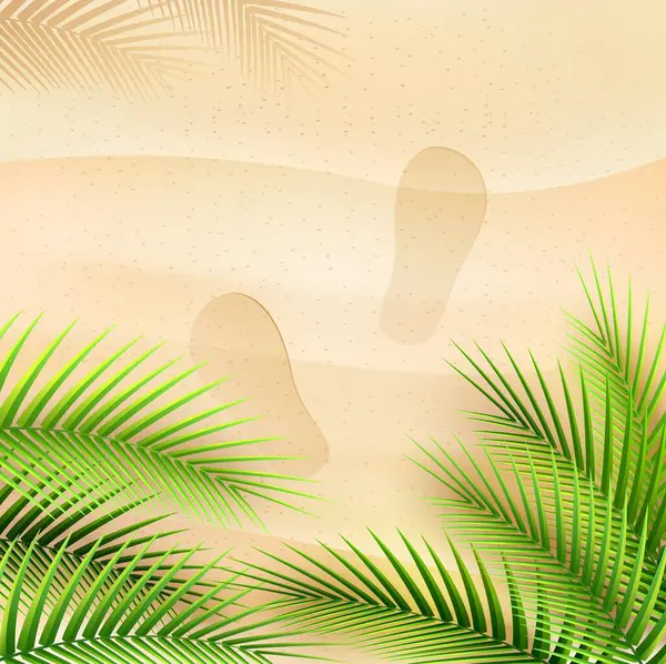 Palmiye ağacıyla yaz arkaplanı, vektör illüstrasyonu