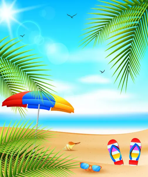 Plaj toplu bir plaj çizimi