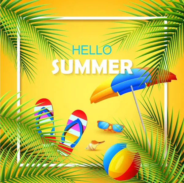 Merhaba yaz. vektör illüstrasyonu