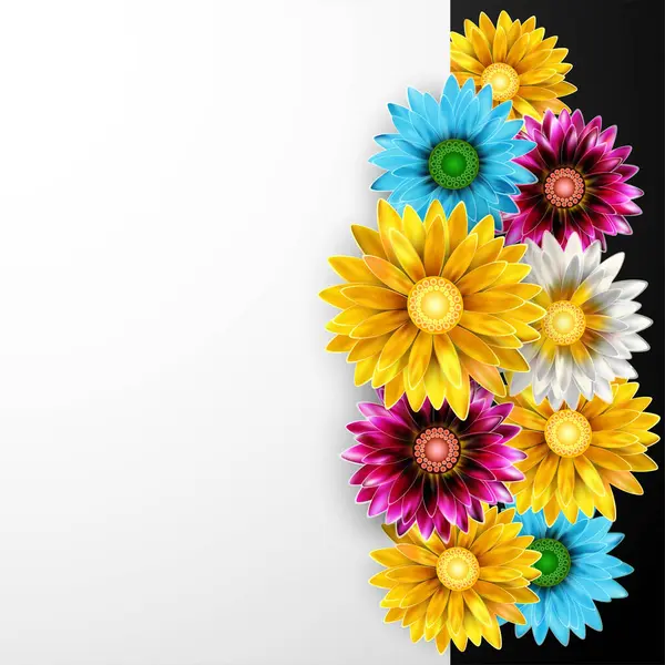 Renkli kağıt çiçeklerle soyut arkaplan, vektör illüstrasyonu