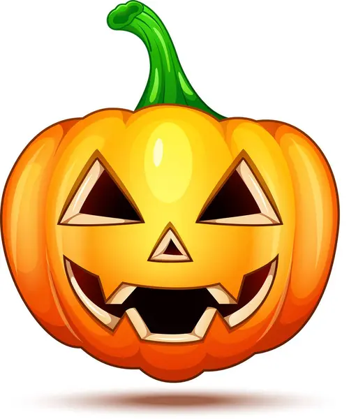 Vector Illustratie Van Grappige Gekke Pompoen Karakter Halloween Tekenfilm Emoticon — Stockvector