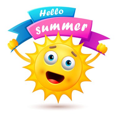 Merhaba yaz. Yaz mevsimi. Güneş. Yaz tatili. vektör illüstrasyonu