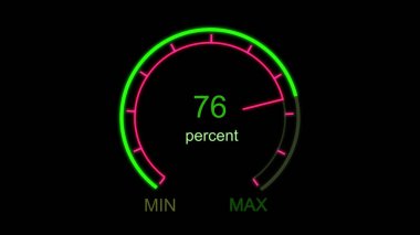 Siyah arkaplanda dijital takometre yeşil ve kırmızı.