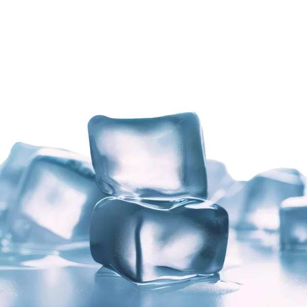 Cold Ice Cubes Transparent Surface — Stock Photo, Image
