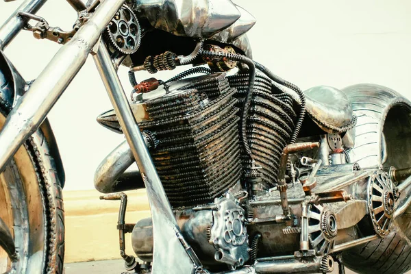 Retro Motorfiets Zilverkleurige Kleur Van Ijzer — Stockfoto