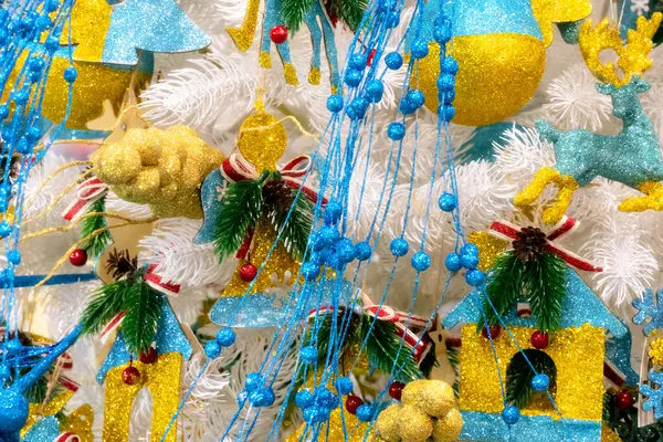 Árbol Año Nuevo Decorado Colores Amarillo Azul Ucrania — Foto de Stock