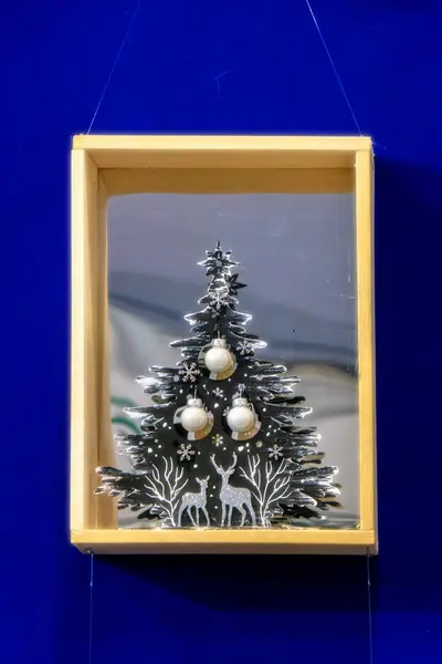 Árbol Navidad Decorativo Marco Madera — Foto de Stock