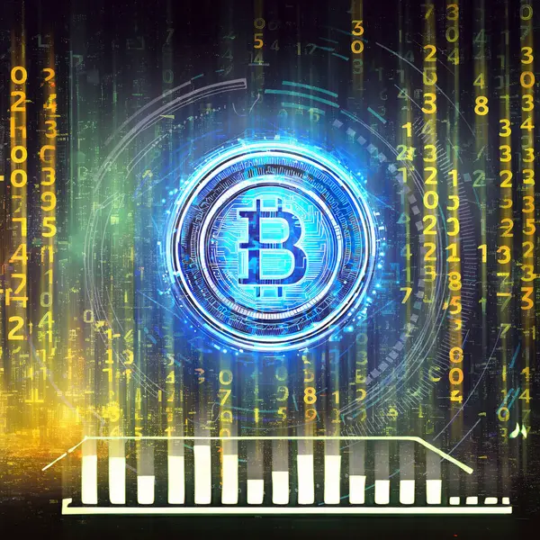 Bitcoin Digitale Achtergrond Met Grafiek Rechtenvrije Stockafbeeldingen