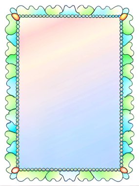 Pastel renklerde gökkuşağı arkaplanı olan renkli bebek çerçevesi