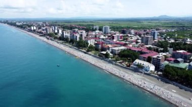 Kobuleti, Georgia manzaralı. Şehir plajı manzarası.