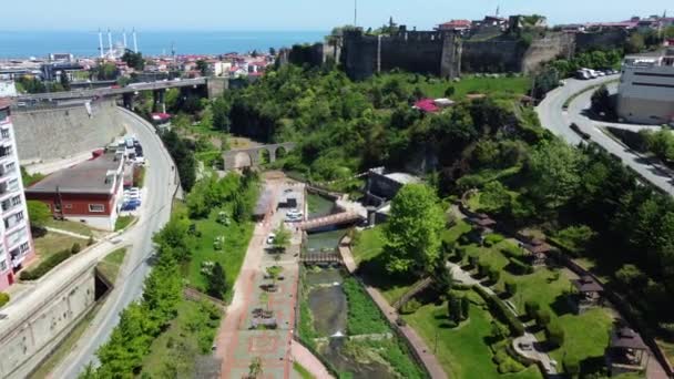 Las Maravillas Arquitectónicas Trabzon Turquía Con Una Vista Superior Que — Vídeo de stock
