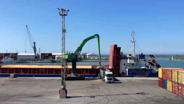 Trabzon Turquie Mai 2023 Déchargement Grain Navire Dans Port Turc — Video