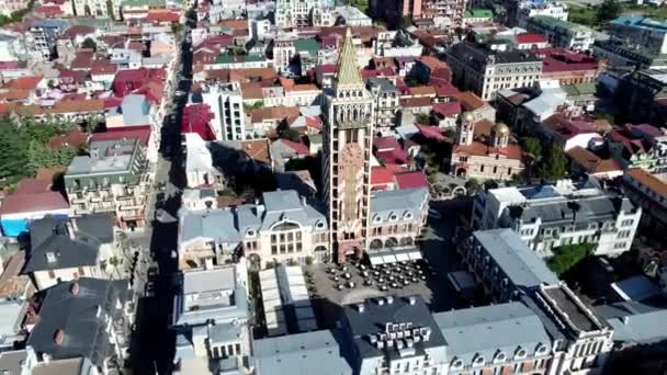 바투미 Batumis Piazza Square 시계탑의 무인비행기 위에서 보이는 오래된 도시의 — 비디오