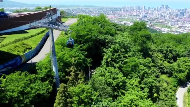 Αεροσκάφος Βίντεο Που Καταγράφει Τελεφερίκ Batumi Κίνηση Θέα Τις Καμπίνες — Αρχείο Βίντεο