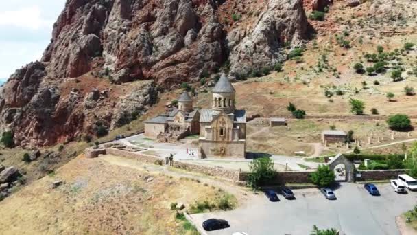 Klášter Noravank Uhnízděný Horách Arménie Letecký Výhled Starověká Architektura Shora — Stock video