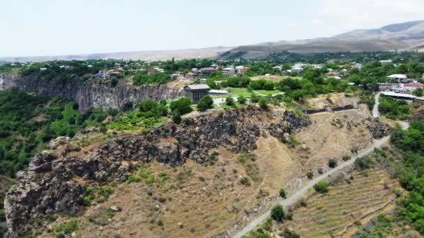 Garni Monastery Armenia Top View Mountainous Terrain Sights Armenia Temple — Stock Video