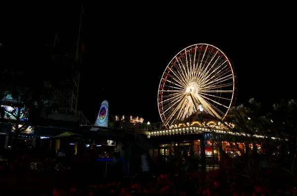 Stock image This is the Ferris Wheel at Navy Pier in Chicago IL at night.