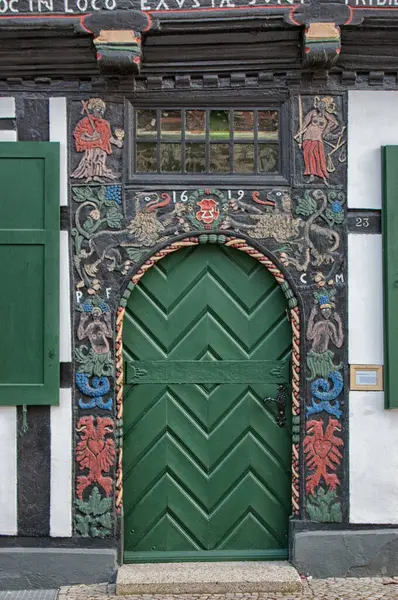 stock image Stroll through the medieval Hansa Town of Tangermnde, Germany, famous for its beautifully decorated half-timbered buildings, cobblestone streets, and rich historical charm that transports you back in time