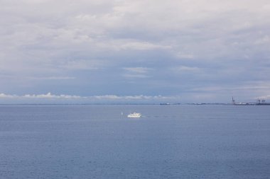 Landscape Long exposure of majestic clouds in the sky sunset or sunrise over sea with reflection in the tropical sea.Beautiful cloudscape scenery.Amazing light of nature Landscape nature background