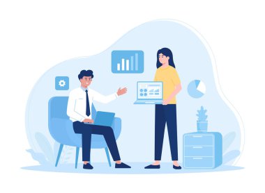 Büyüme grafiği trend kavramını analiz eden kişi düz çizim