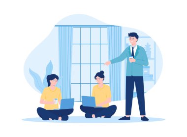 Yönetici iş yönü trend düz illüstrasyon sağlar