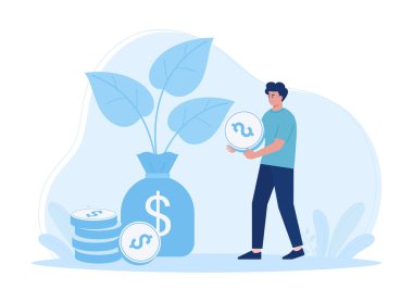 Erkekler yatırım yapar ve kar eder trend konsepti düz çizim