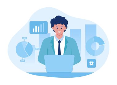 Büyüme grafiği trend kavramını analiz eden kişi düz çizim