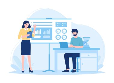 Takım arkadaşları, trend konsepti düz illüstrasyonda yardımcı olurlar