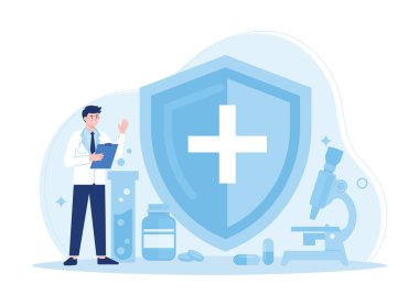 Uyuşturucu testi laboratuarı trend kavramı düz illüstrasyon