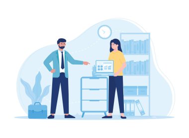 Ortak çalışma geliştirme ekibi konsept düz illüstrasyon eğiliminde