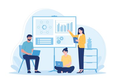 İşbirliği çalışanı iletişimi tartışma ortağı iş projesi konsept düz illüstrasyon