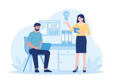 Büyüme grafiği trend kavramını analiz eden takım çalışması düz illüstrasyon