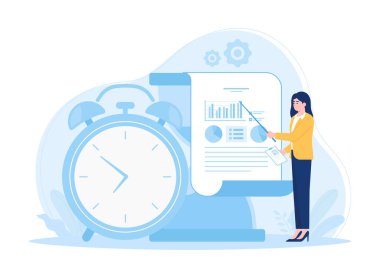 Zaman optimizasyonu finansal ve pazarlama stratejileri konsept düz illüstrasyon eğilimi
