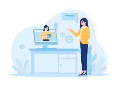 Müşteri desteği .online trend kavramı düz illüstrasyon