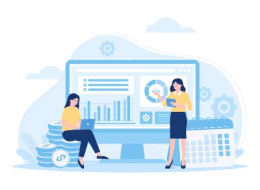 Çalışan büyüme eğilimi kavramını analiz ediyor düz çizim