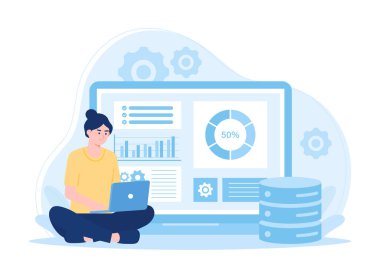 Çevrimiçi hizmet veya web sitesi iş platformu konsepti düz illüstrasyon