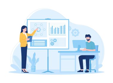 İş mali sunumu trend kavramı düz illüstrasyon