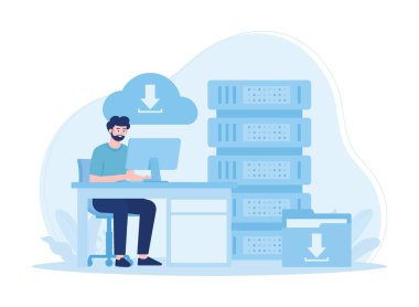 veritabanı yönetim sistemi web sunucusu trend kavramı düz illüstrasyon