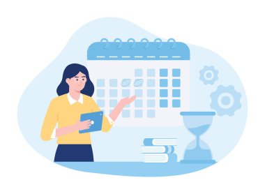 Kadınlar trend konsepti düz illüstrasyon eğitimi için zaman organize ediyorlar